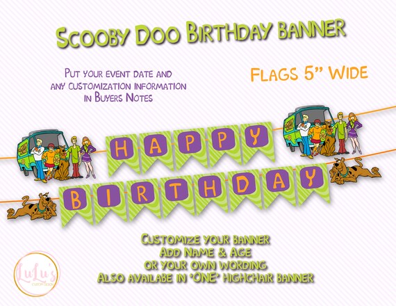 Scooby Doo Birthday Banner Personalized Party Decoration