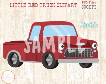 Little Red Truck Clip Art - Little Red Truck - Clipart - Red Christmas Truck Clipart- Little Red Truck Birthday - Christmas Clipart
