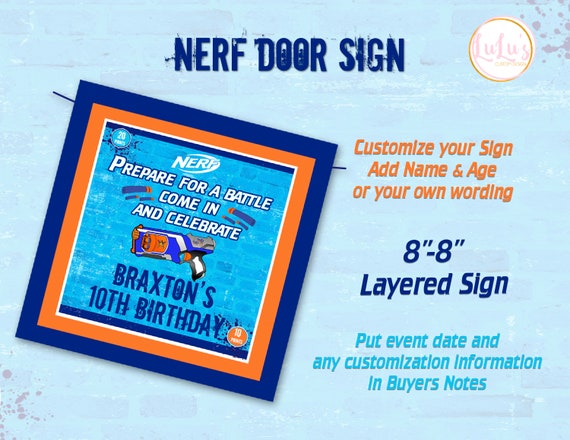 Nerf Birthday Party Door Sign Nerf Birthday Party Decor Etsy