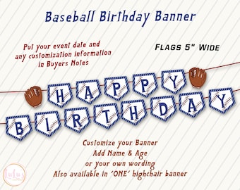 Baseball Birthday Banner - Baseball Birthday Party - Boys Sports Birthday Party Decor - Boys Baseball Garland Banner
