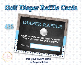 Golf Diaper Raffle Cards - Golf Baby Shower - Diaper Raffle Tickets - Baby Shower