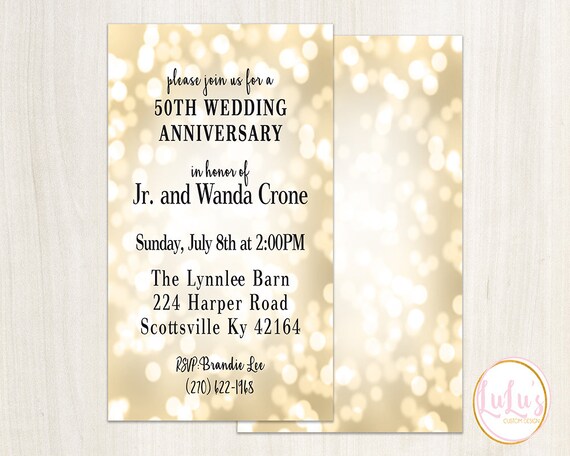 Gold 50th Wedding Anniversary Invitation Golden Wedding Etsy Gold 50th Wedding Anniversary Invitation Golden Wedding Etsy