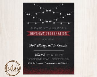 Birthday Invitation - Birthday Invites - Party Invites - 3 Person Party - Birthday Party