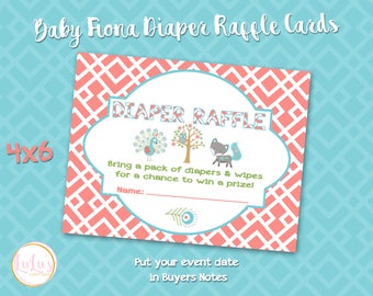 Baby Fiona Diaper Raffle Cards - Baby Fiona Baby Shower - Baby Fiona Diaper Raffle Tickets - Baby Fiona Invites