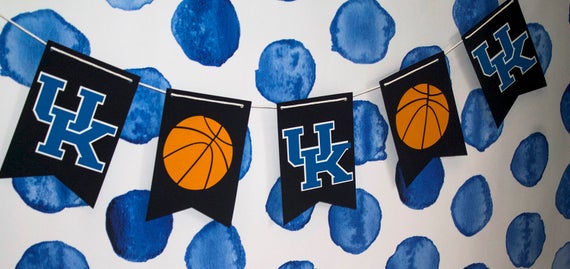 UK Banner - UK Birthday - UK Photo Prop Banner - University of Kentucky Birthday Banner - Basketball Birthday Party Decor - Ball Banner
