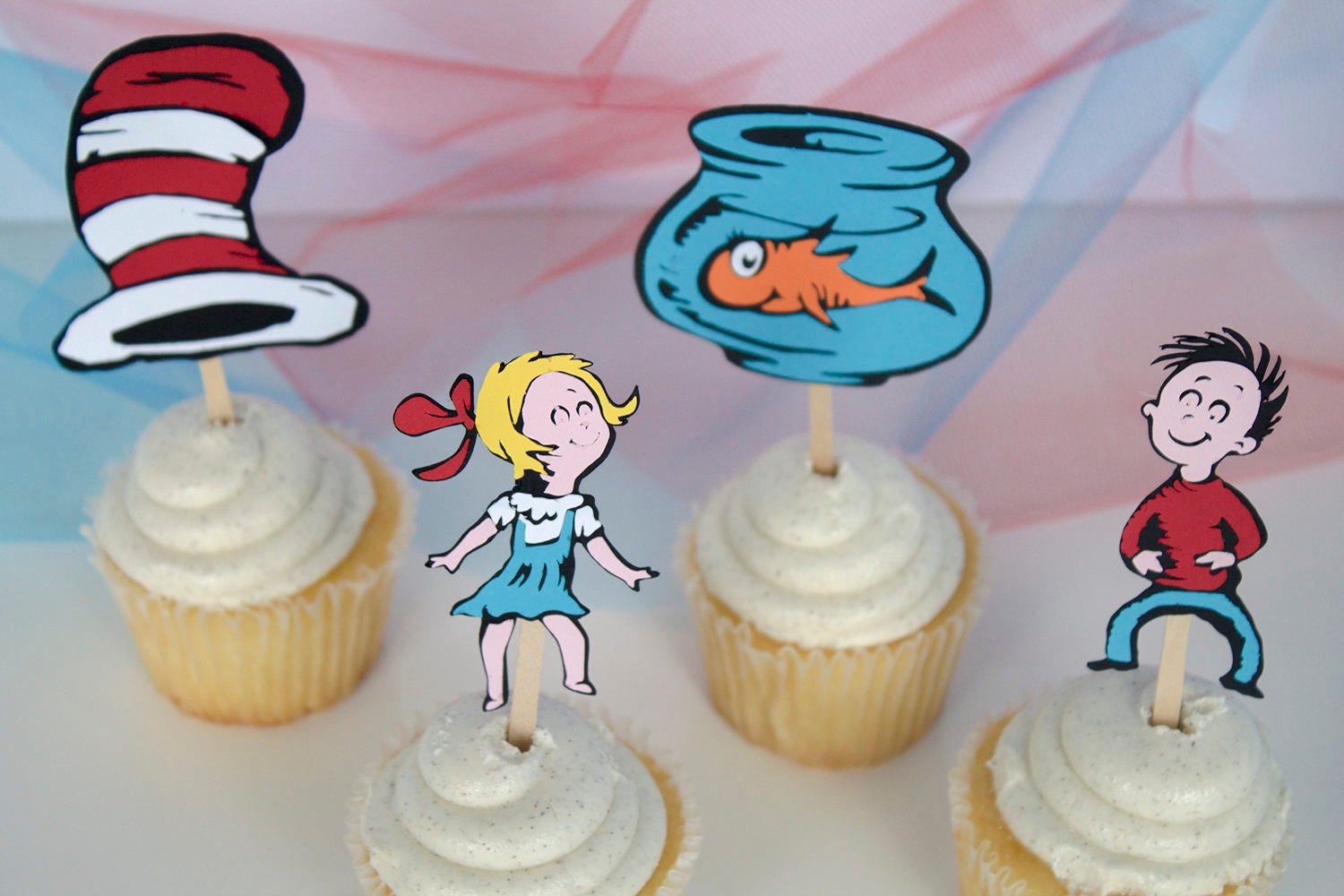 Cat in the Hat Cupcake Toppers Dr Seuss Birthday Party Cat | Etsy