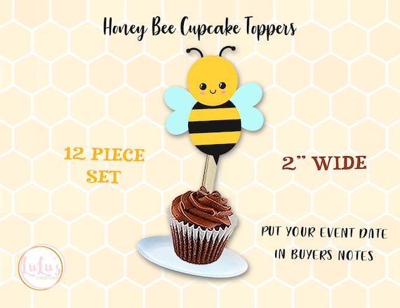 Honey Bee Birthday Party Cupcake Toppers Honey Bee First Birthday Cupcake  Toppers Bumble Bee First Birthday Bee Party Decor 