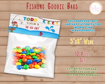 Fishing Birthday Party Goodie Bags - Fishing Birthday Party Favors - Fishing Birthday Party Bag Tags - Fishing First Birthday Party Favors