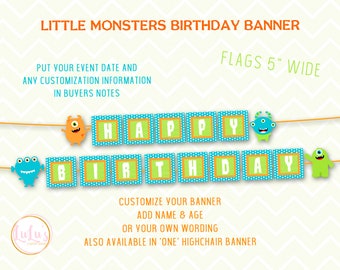 Little Monster Birthday Banner - Little Monster First Birthday - Little Monster 1st Birthday - Little Monster ONE Highchair Banner