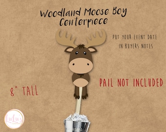 Woodland Moose Table Centerpiece - Woodland Moose Baby Shower - Boy Moose Centerpiece - Moose Baby Shower
