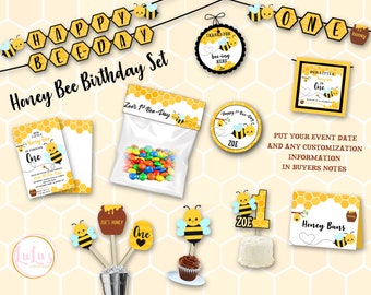 Honey Bee Birthday Party Decor - Honey Bee First Birthday Party Invitations - Bumble Bee First Birthday Party Favors - Bumble Bee Party