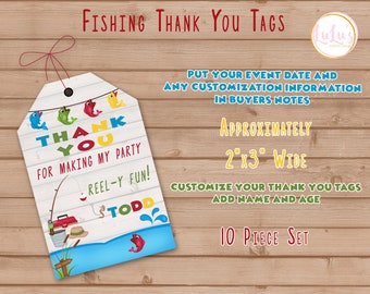 Fishing Birthday Party Thank You Tags - Fishing First Birthday Party Favors - Fishing Birthday Party Favors - Fishing Party