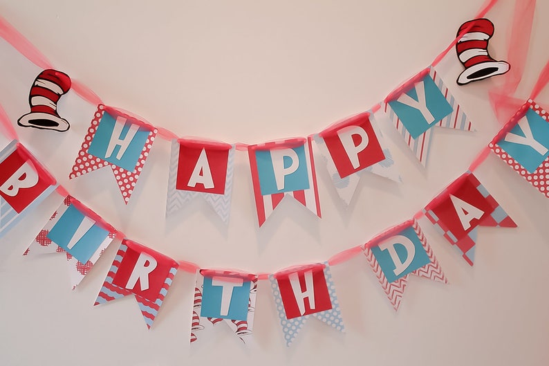 Dr Seuss Birthday Banner Cat In The Hat Image 0