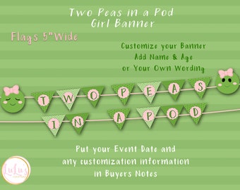 Two Peas in a Pod Baby Shower Banner - Baby Banner - Baby Shower Decor - Two Peas in a Pod Shower