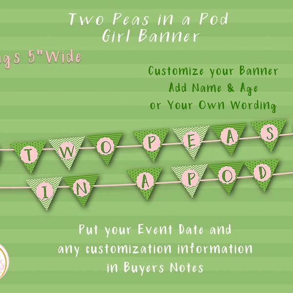 Two Peas in a Pod Baby Shower Banner - Baby Banner - Baby Shower Decor - Two Peas in a Pod Shower