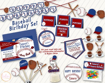 Baseball Birthday Party Set - Baseball First Birthday Party Decor - Sports Birthday Party - Sports Party Banner - Baseball Birthday Invites