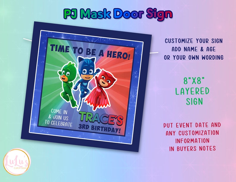 PJ Mask Birthday Party Door Sign PJ Mask Party Sign Etsy