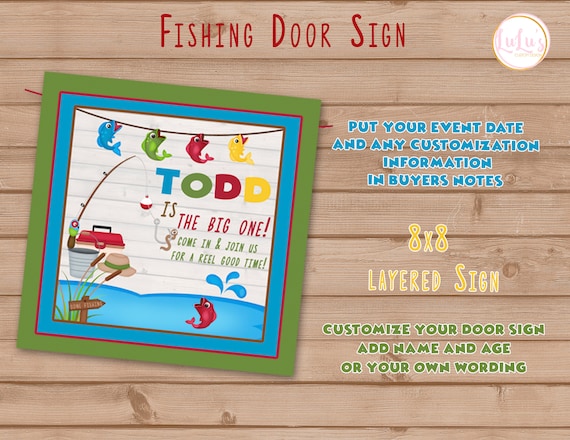 Fishing Birthday Party Door Sign - Fishing First Birthday Party Decor -  Fishing Party Welcome Sign - Fishing Party
