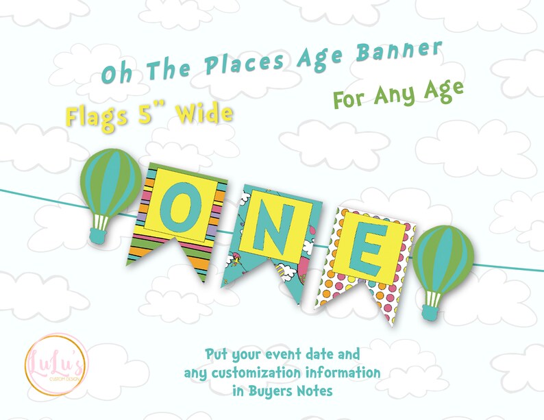 Oh The Places You Ll Go One Banner First Birthday Image 0