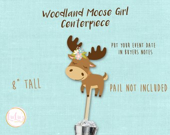 Baby Girl Moose Table Centerpiece - Baby Shower Decor - Shower Table Centerpiece - Baby Shower Decor