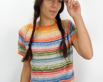 Chemisier à manches courtes, tricoté à la main – 3243