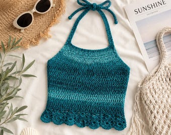 Crochet Halter Top Pattern | Summer Tank Top Crochet Pattern | Criss Cross Back Bralette | Handmade Beachwear | Boho Top | Instant Download