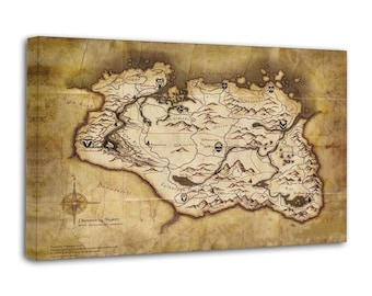 Elder Spirals Skyrim Karte Kunstdruck - Spielzimmer Dekor