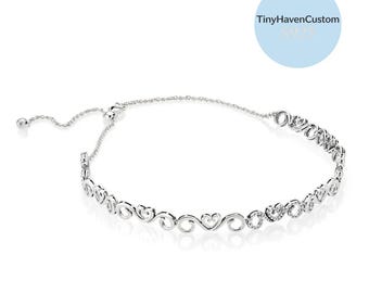 Silver hearts swirl choker necklace, 38cm – sweet layered look