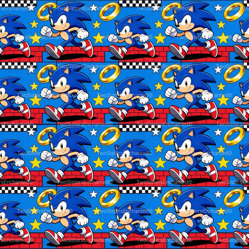 Sonic the Hedgehog Inspired Digital Seamless Paper Design - Etsy