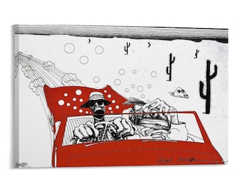 Ralph Steadmans Fear and Loathing in Las Vegas Painting On Canvas Wall Art Poster Picture Print Living Room Walls Decor