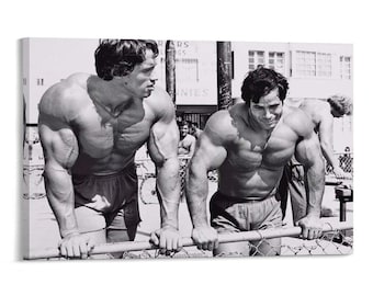 Arnold Schwarzenegger & Franco Columbu Canvas Print, Bodybuilding Decor