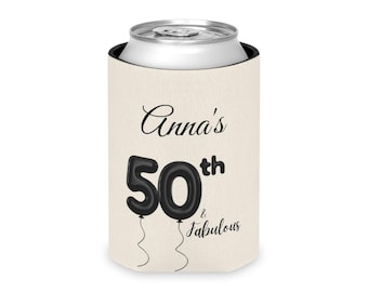 Enfriador de latas personalizado para el 50 cumpleaños | Recuerdos para la fiesta del 50 cumpleaños | Decoraciones para el 50 cumpleaños