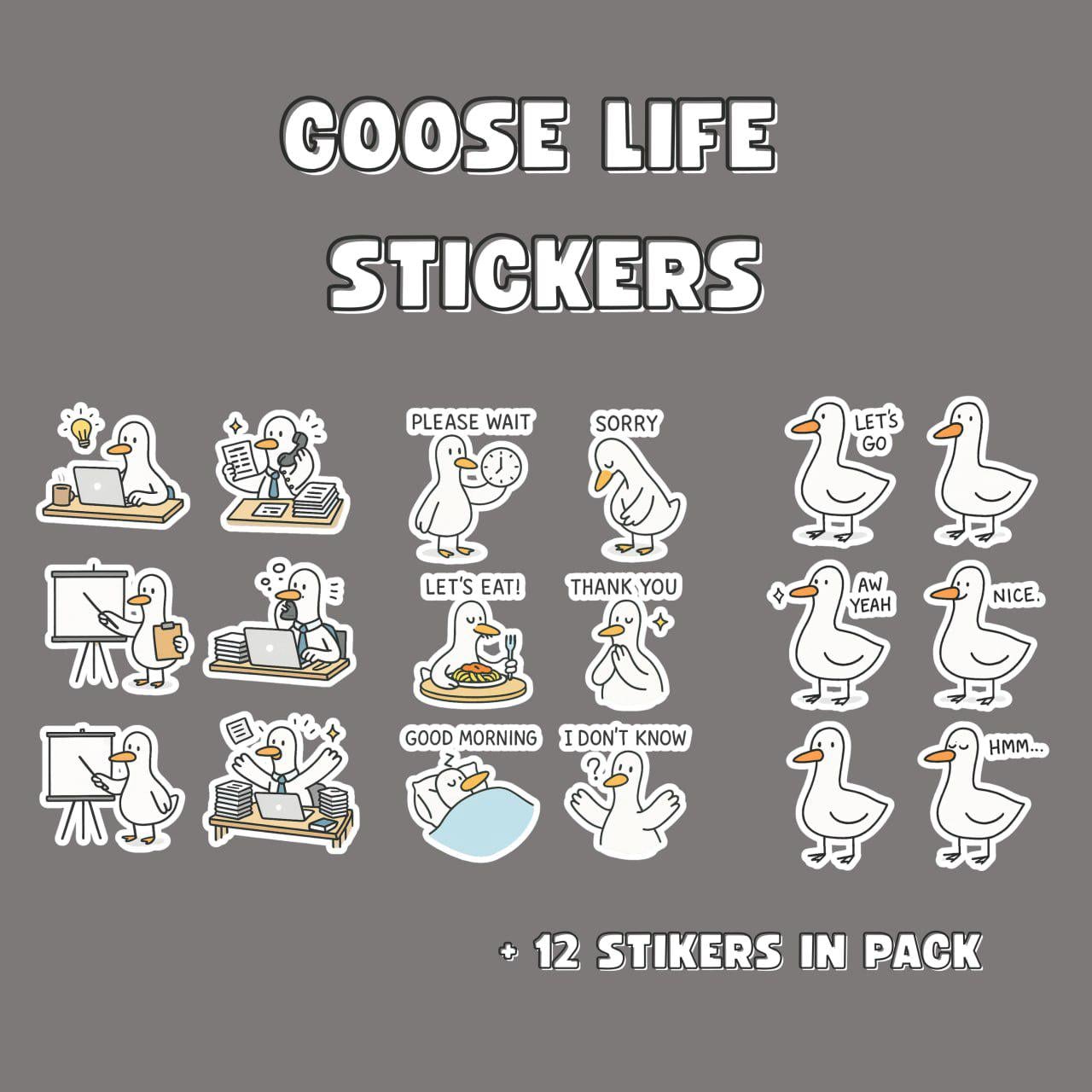 Sticker Bundle Goose Cool Goose Stickers PNG Pack, 30 Digital Stickers, Funny Geese Clipart ...