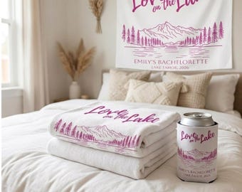 Amor en el lago | Pancarta decorativa para despedida de soltera, lata de toallas, enfriador de bebidas para despedida de soltera | Personalizado