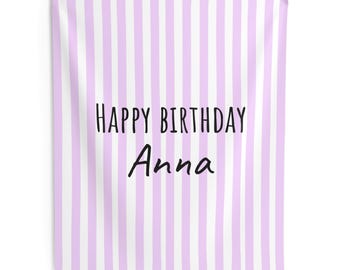 Banner personalizado de rayas para cumpleaños | Decoración para despedida de soltera | Banner personalizado para fiesta de primer cumpleaños