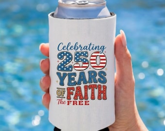 Viering van 250 jaar gratis blikjeskoeler | Patriotische Amerikaanse vlag met sterren en strepen