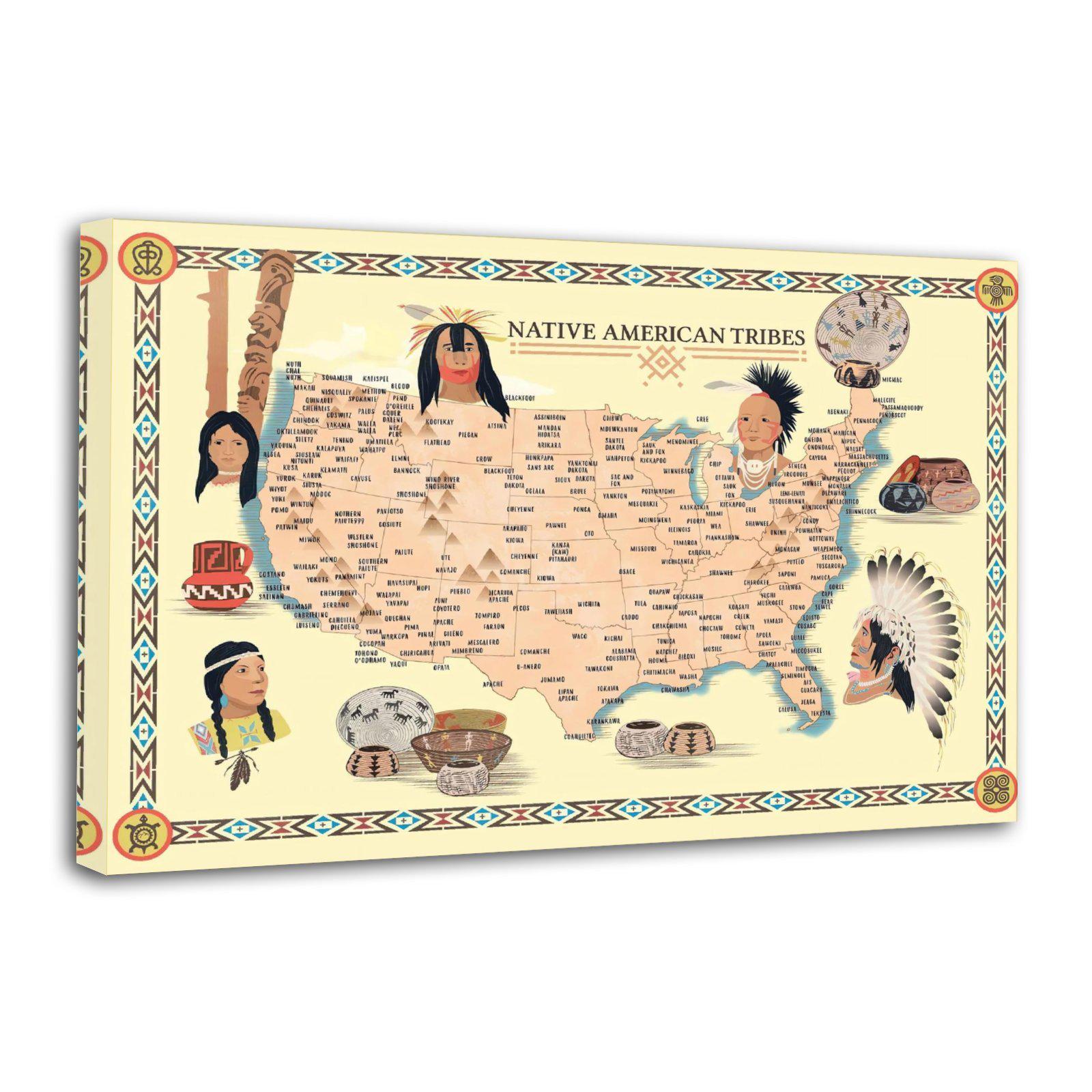 Native American Indian Tribe Map Retro Poster Home Wall Decoration Art ...