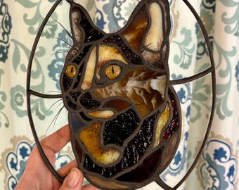 Custom Stained Glass Pet Portrait Suncatcher