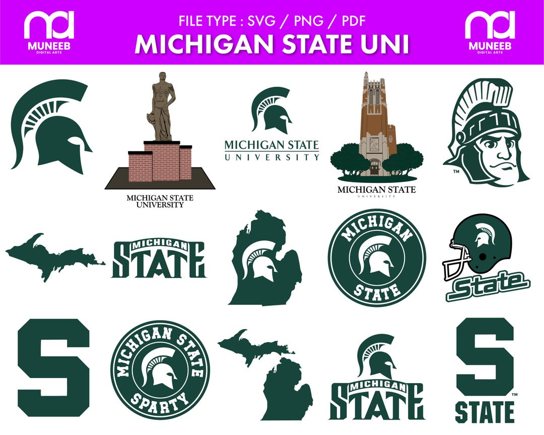 Michigan State Spartans SVG Bundle University Svg Michigan Warriors Svg ...