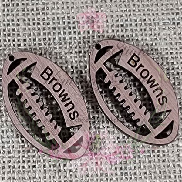 Wooden Football Earring Blanks with Personalized Engravable Option _Add fixing on the tip of the football