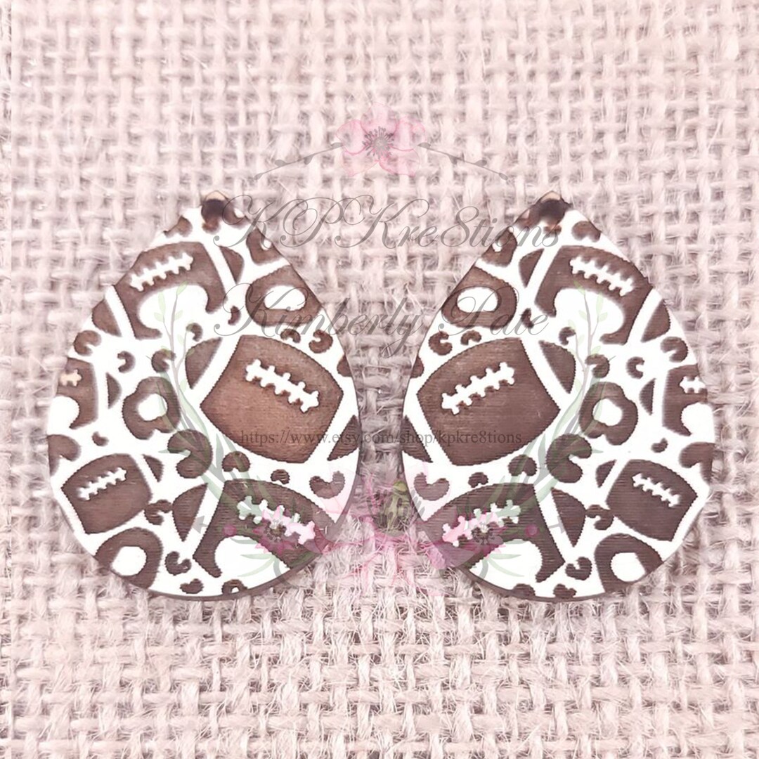 Laser Engraved Football Maple Earring Blanks Etsy