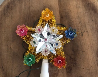 Vintage Beacon 11 Colored Lights Christmas Tree Top Star