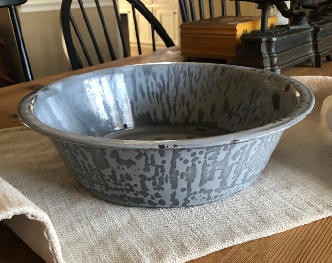 Vintage Grey Graniteware Enamel Pan Etsy