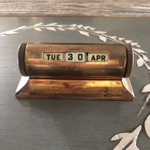 Vintage Brass Office Desk Calendar Month Day Year