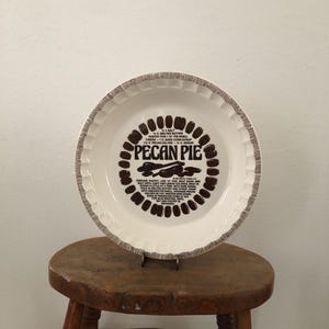 Vintage Country Harvest Royal China Pecan Pie Recipe Ceramic Baking Dish Pan