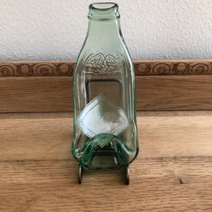 Vintage Coca Cola Coke Green Glass Bottle, Flat Melted to a Spoon Rest, Limited Edition Bottle