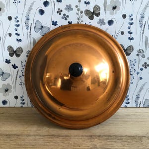 Vintage Copper and Metal Round Pot Lid with Knob