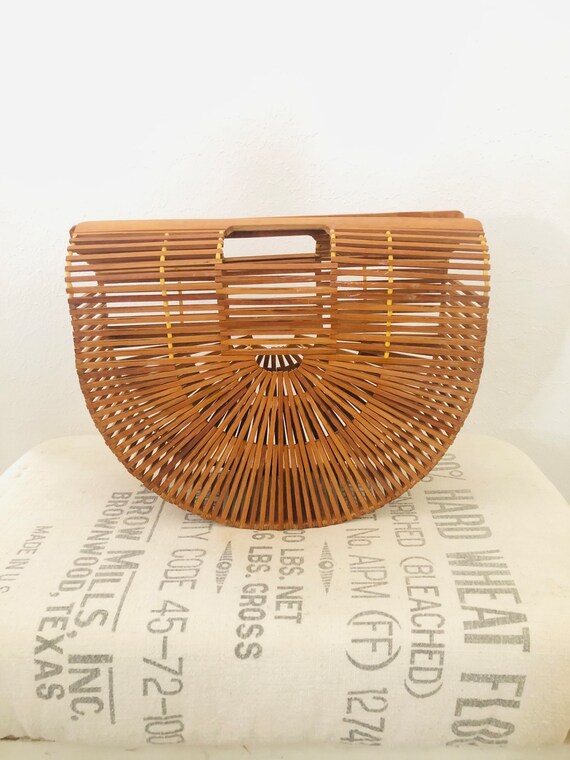 Half moon bamboo bag sale