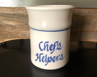 Chef's Helpers Pottery Utensil Holder Crock by Clay Designs 1980's