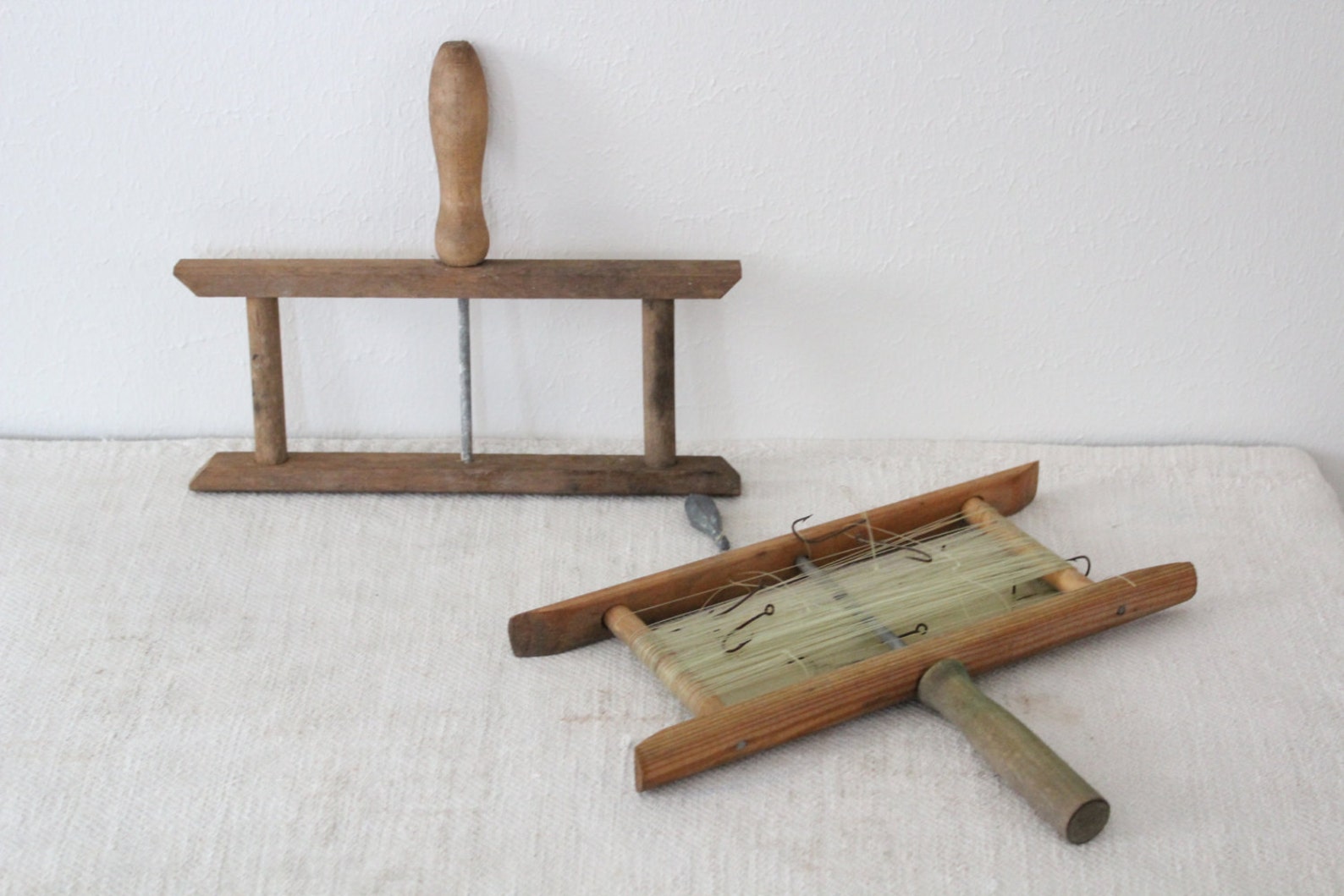 Antique Primitive Wooden Fishing Line Holder Reel Set of 2 Etsy